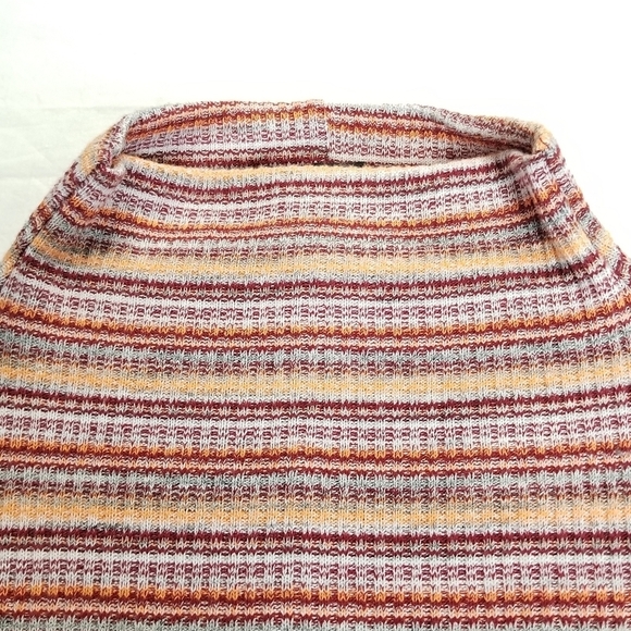 Lulus Orange Striped Mock Turtle Neck Dolman Sleeve Sweater Knit Short Dress, L - Picture 7 of 12